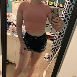 Shein pink cropped shirt